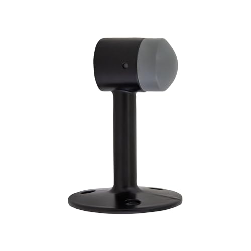 Gooseneck Door Stop Wall Protector with Rubber Tip, Design House Matte Black Aluminum Door Stopper, 2-Pack, 189290-MB