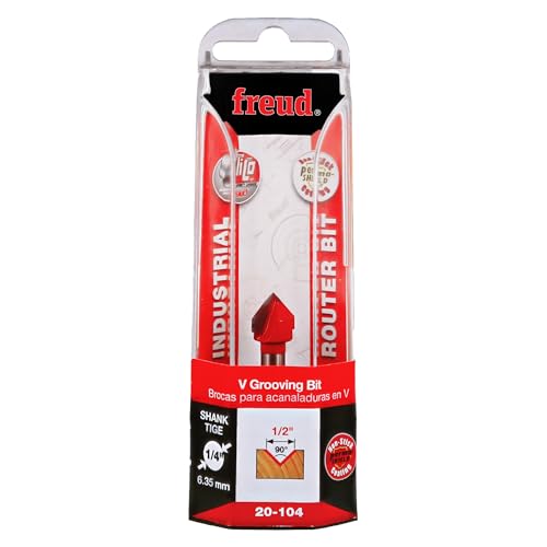 Freud 20-104 1/2-Inch Diameter 90-Degree V-Grooving Router Bit with 1/4-Inch Shank, Multi