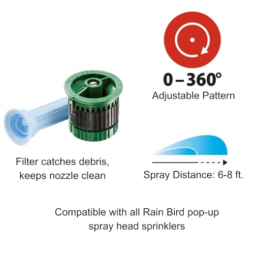 Rain Bird HEVAN085PK High Efficiency Spray Nozzle, 0° - 360° Adjustable Pattern, 5' - 8' Spray Distance, 5-Pack, Black