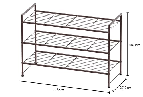 Simple Houseware 3-Tier Stackable Wired Grid Shoe Racks with Shelves for Storage Organizer, Bronze