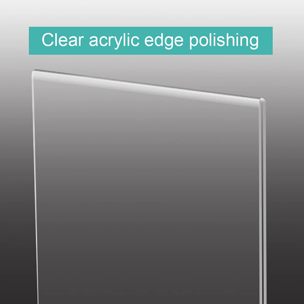 ADColor Clear Acrylic Sign Holder 8.5x11, Vertical Brochure Flyer Document Paper Display Holder for Office Desktop, Double Sided Plastic Picture Frame Table Menu Ad Display Stand for Restaurant Store Show Fairs-4Pack