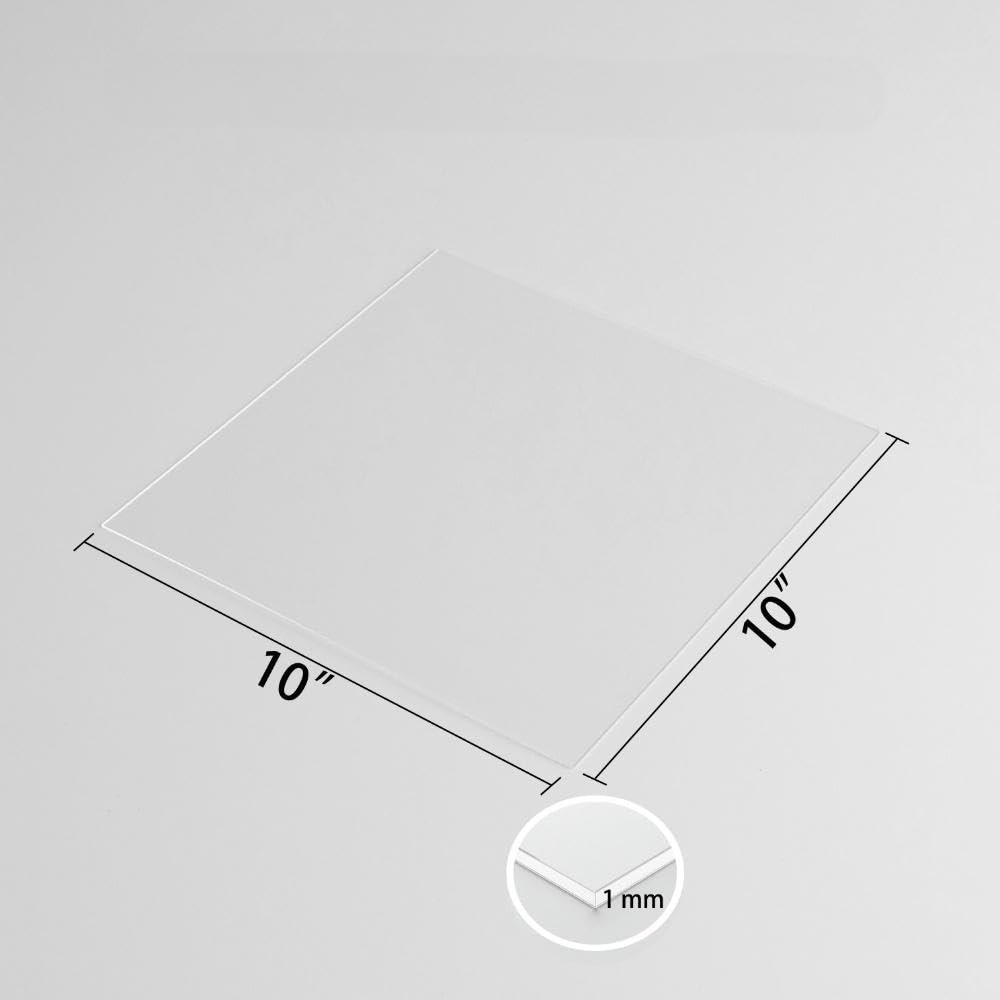10 Pack 10"x10"x0.04"(1mm) Thick Acrylic Sheets Transparent Plexiglass Panels with Protective Film for Picture Frame Art Design, DIY Craft, Signage, Display, and Home Projects (10, 10x10x0.04)