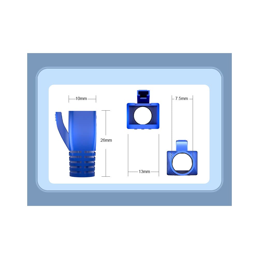 50 Pcs Cat6 Cat6A Cat7 Strain Relief Boot, RJ45 Plug Connector Cover Modular Network Plug Connector Cap Cable Connector Boots, Blue