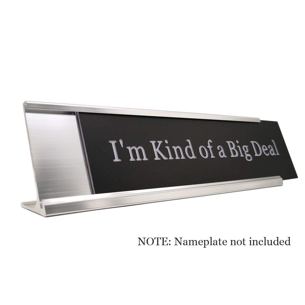 2" x 8" Aluminum Desk Name Plate Holder, Office Business Desk Sign Holder Desktop-5 Pack (Silver)