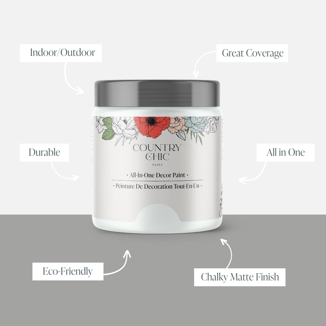 Country Chic All-in-One Chalk Paint for Furniture, Cabinets, Home Decor, Eco-Friendly, Matte Finish, Built-In Primer & Top Coat for Wood, Metal - Simplicity (White) - 8 oz (237 ml)