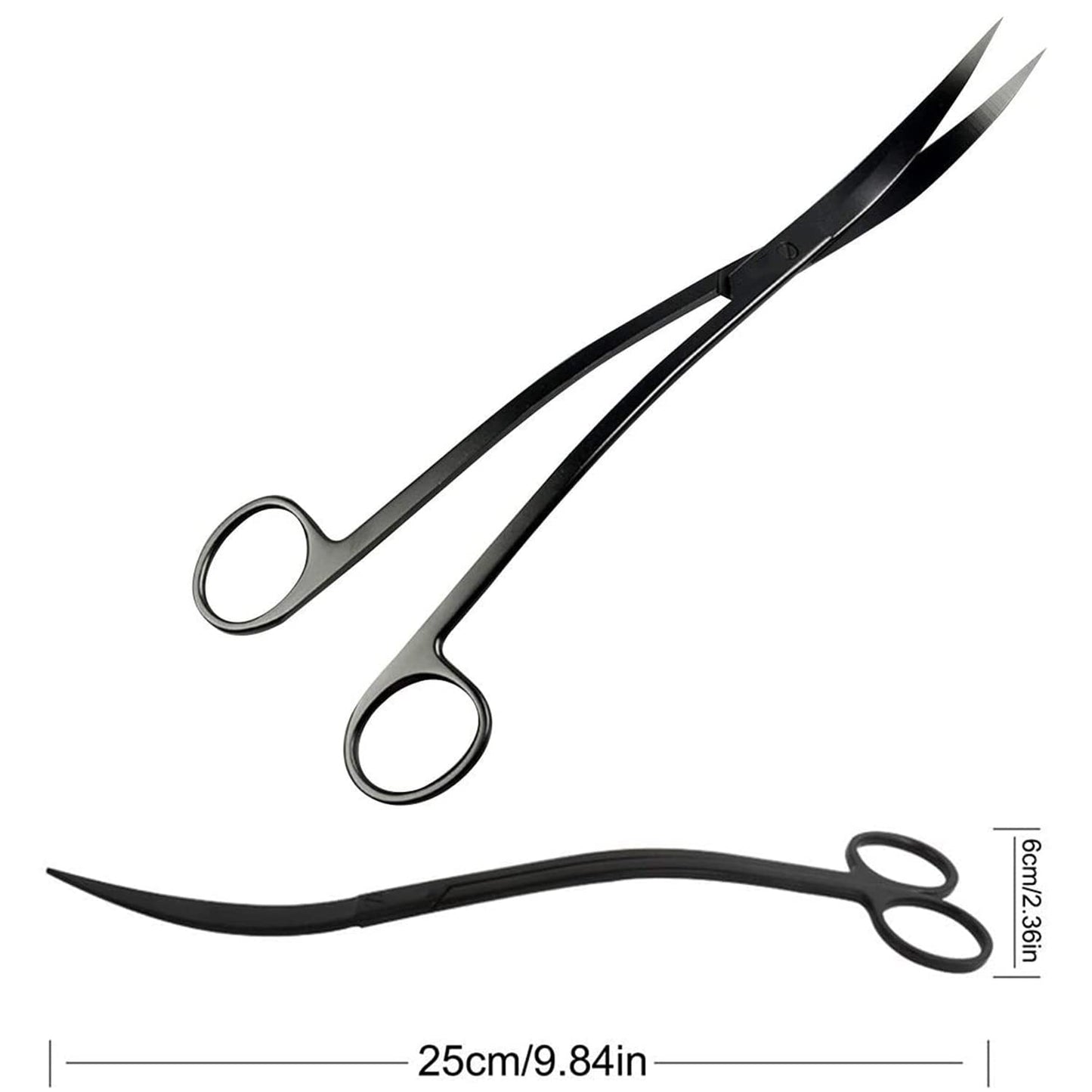 Aquarium Wave Scissors, KABASI 9.8 inch Long Stainless Steel Tank Plant Trimmer Aquascaping Tools Scissors with Carbonation Protection Coating, Perfect for Aquarium Tank Terrariums