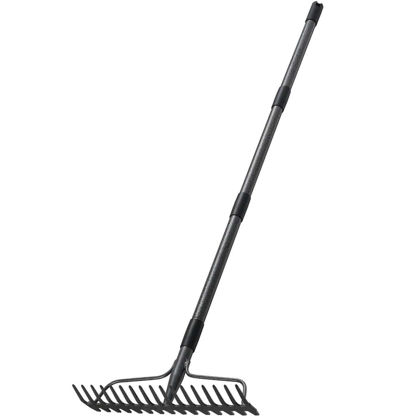 63'' Bow Rake ,17 Tines Metal Head Rakes with Stainless Steel Handle,Heavy Duty Garden Rake for Loosening Soil Gathering Leaf Leveling Lawn Farming Land Management Yarn Thatch Rake