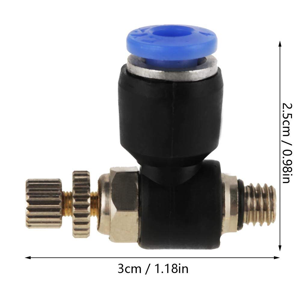 20PCs 4mm Pneumatic Quick Connector M5 Push to Connect Elbow Fittings Pneumatic Air Control Valve Flow Control Connector