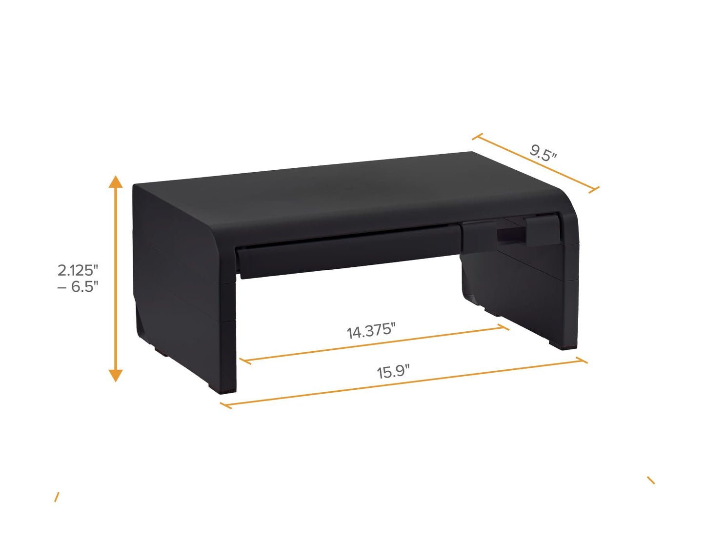 Bostitch Konnect Adjustable Monitor Riser with Drawer & Cell Phone Holder, Laptop Stand for Desk, 4 Height Levels, Cable Management & Rubber Feet