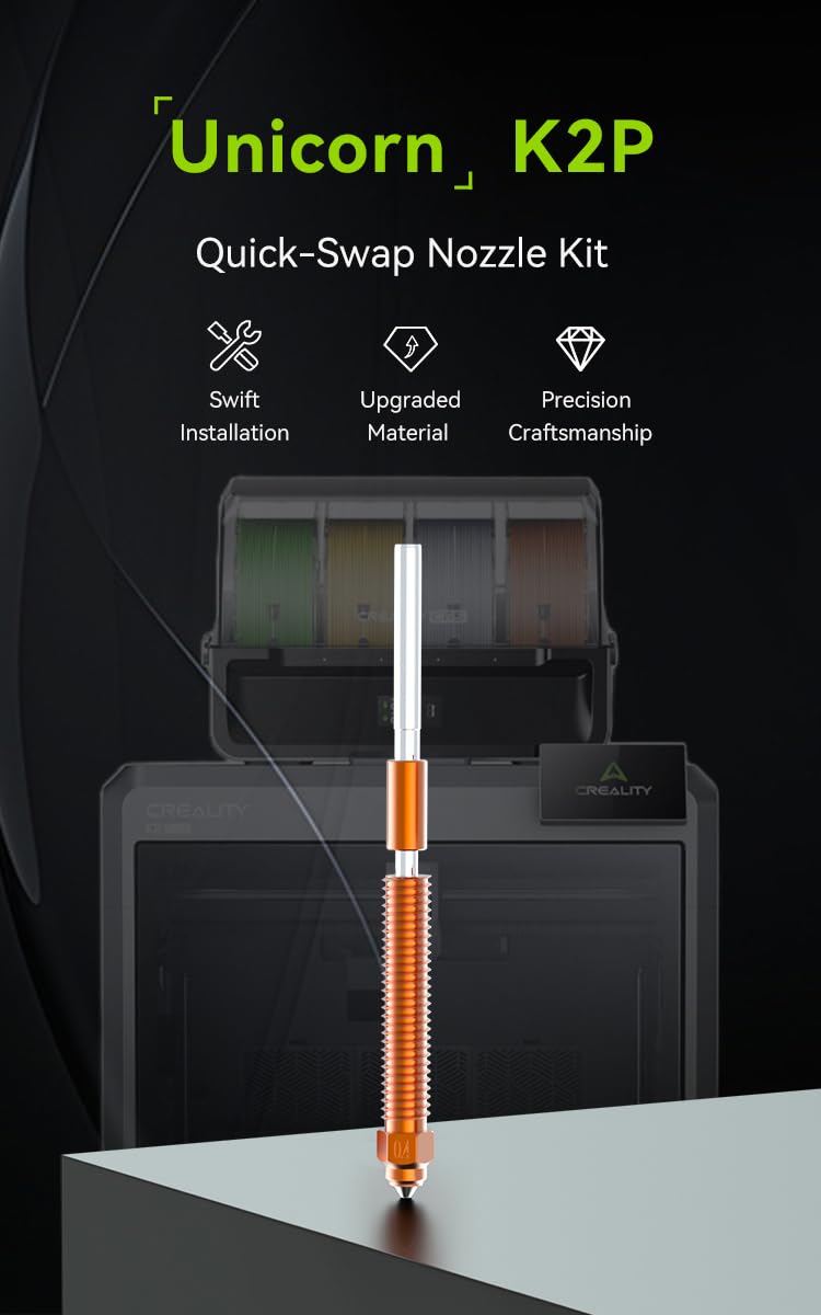 Creality K2 Plus/Creality Hi/K2 Unicorn Quick-Swap Nozzle 0.4mm with Thermal Grease for 3D Printer, Swift Installation, High-Flow Printing, Upgraded Material, Precision Craftsmanship