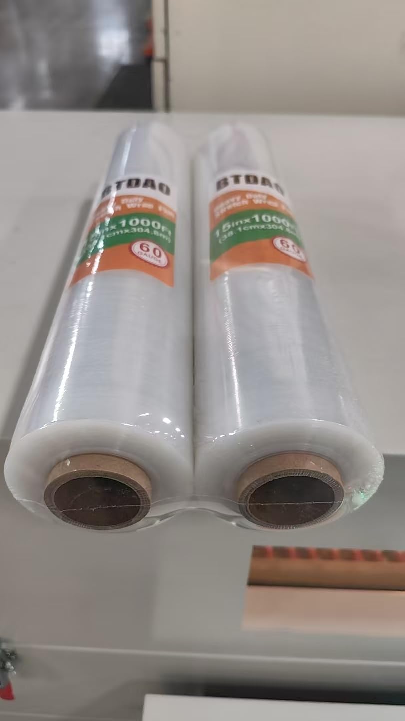 2 Packs Stretch Wrap Stretch Film 15" X 1000 Feet Shrink Wrap Packing Moving Suppliers 60 Gauge Plastic Wrap for Pallet Wrapping Shipping and Surface Protection