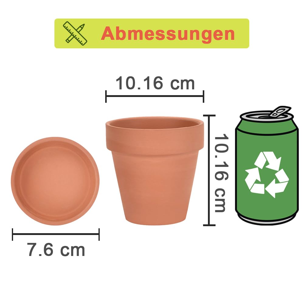 4 Inch Terra Cotta Pots with Saucer - 6 Pack Clay Flower Pots with Drainage, Great for Plants, Crafts, Wedding Favor (4 inch)
