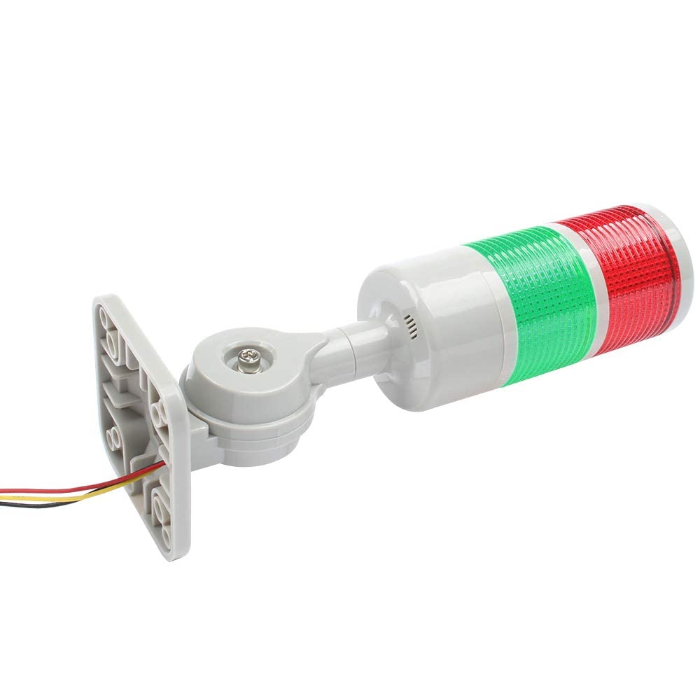 LUBAN Led Signal Tower Stack Lights, Industrial Signal Warning Lights, Column Tower Lamp Andon Lights with Rotatable Base, Steady/Flashing Light Switchable, 12-24V DC(2-Level, no Buzzer)