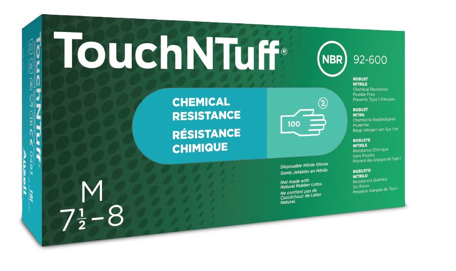 Ansell 92-600 TouchNTuff Teal Nitrile Gloves, Size Medium, 100/Box