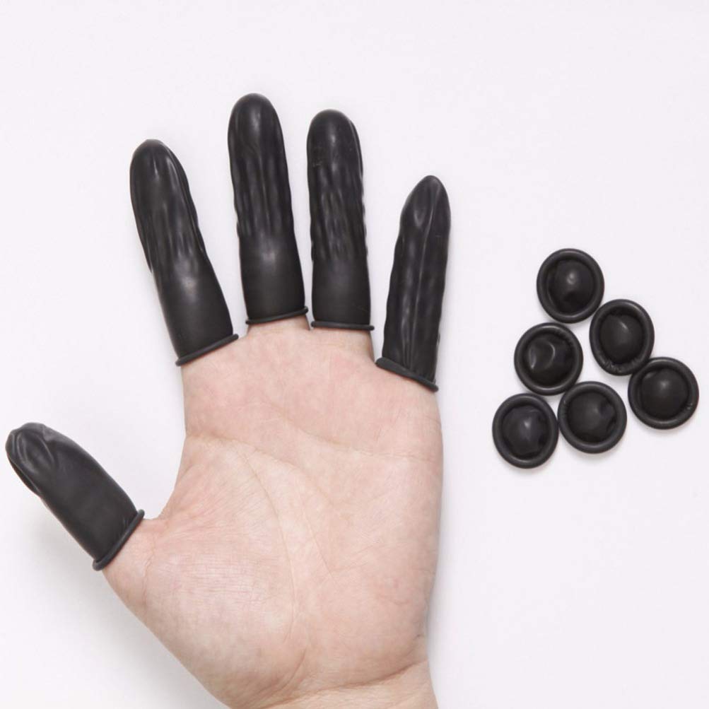 EXCEART 100pcs Latex Finger Cots Disposable Fingertips Finger Cover for Crafting Electronic Repair Painting Jewelry Cleaning Black