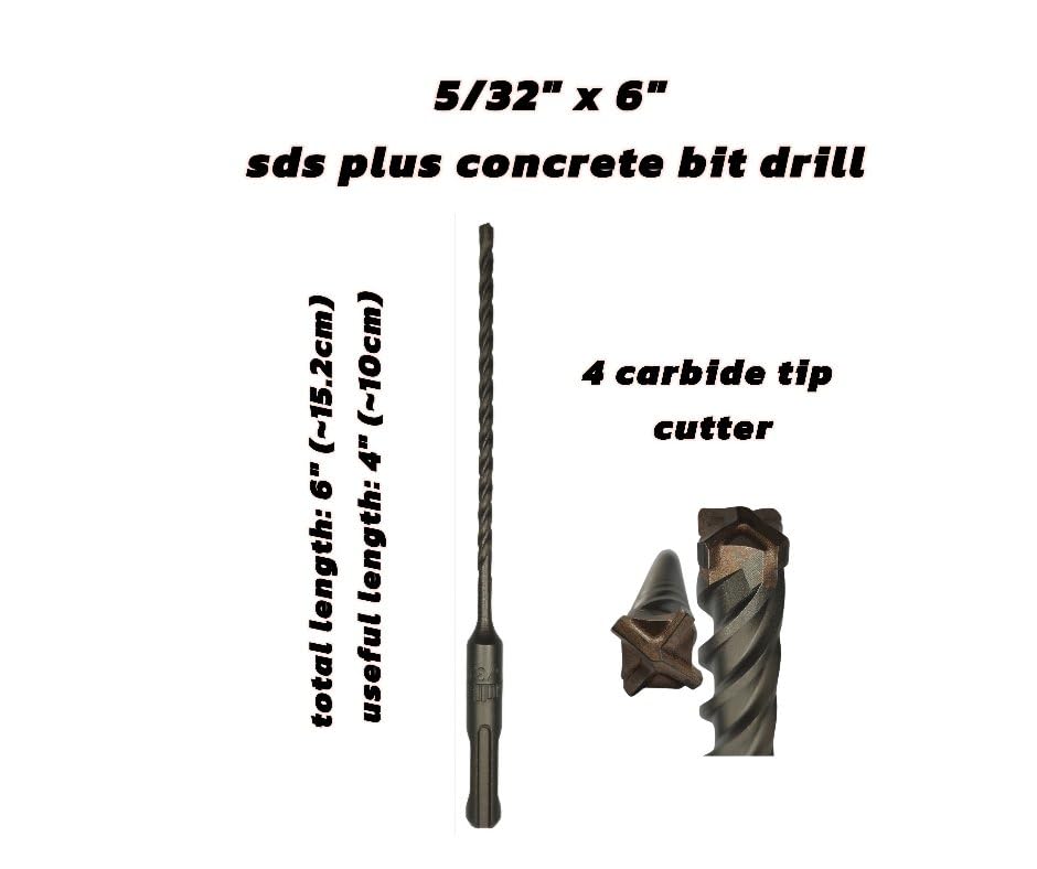 10-Pack SDS Plus 5/32" x 6" Rotary Hammer Drill Bits, Carbide Tipped for Brick, Stone and Concrete (Value Pack)