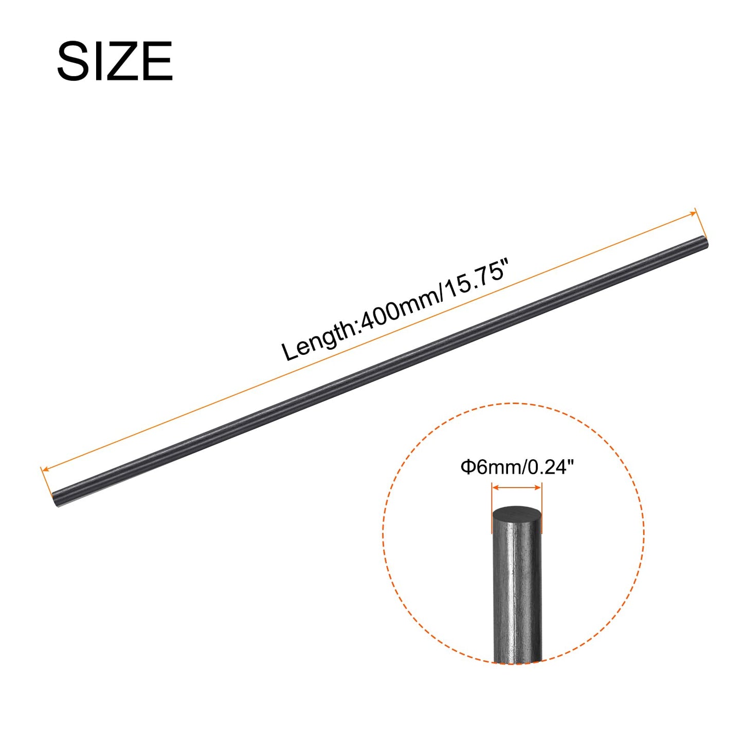 MECCANIXITY Carbon Fiber Rod, 6mm x 400mm Carbon Rod Bar for RC Airplane DIY Craft Kite Wing Tube Quadcopter Arm Repair Pack of 4