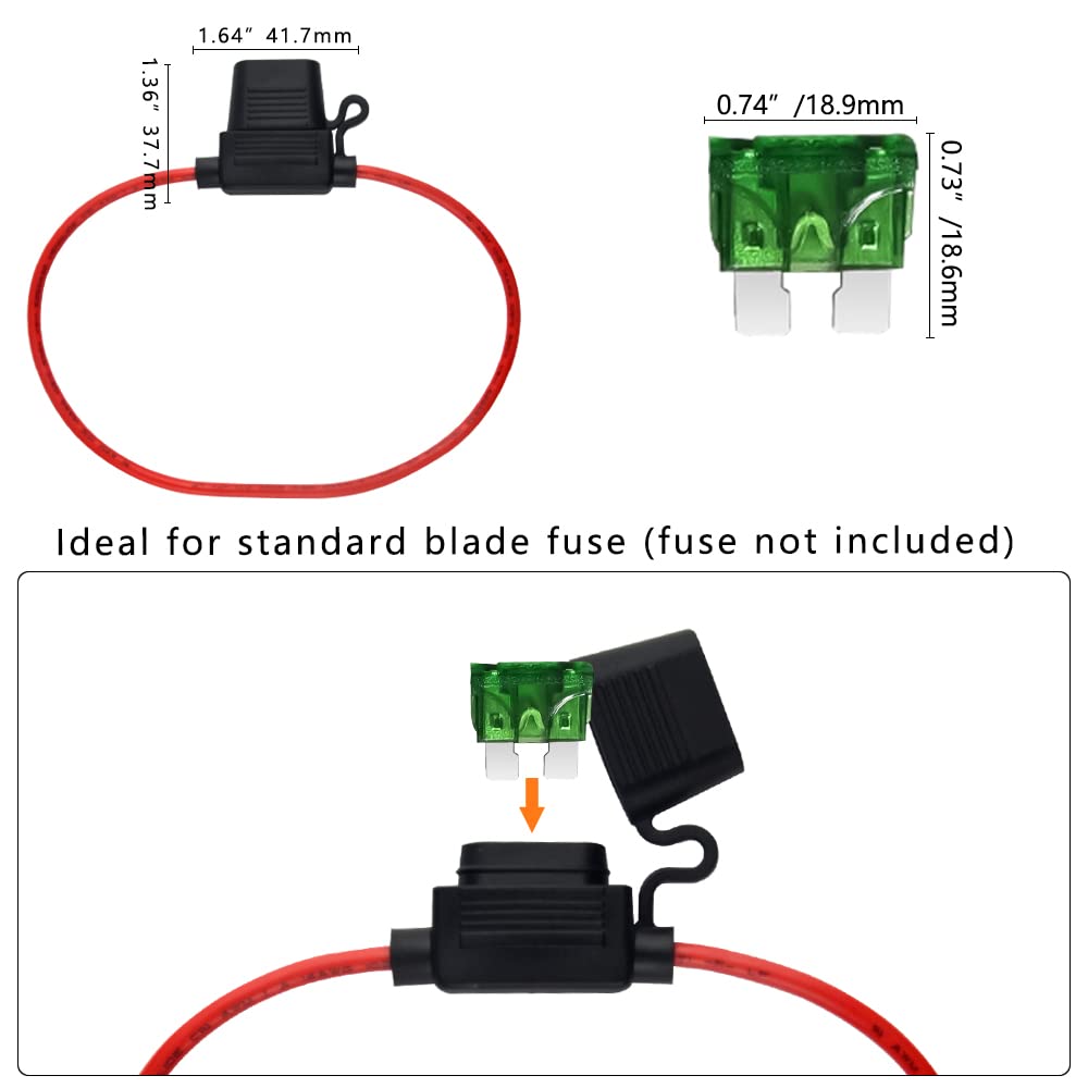 WMYCONGCONG 20 PCS 14 AWG Inline Fuse Holder 12V for ATC/ATO Car Marine Boat Truck Auto Use with Waterproof Cover (Standard Size)