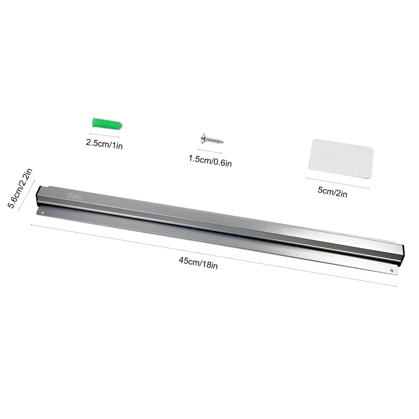 BAKI 18"(45CM) Ticket Order Holder for Kitchen – Wall Mounted Aluminum Tab Rail- 30cm to 120cm – Restaurant Check Holder Strip for Order Slips and Tickets