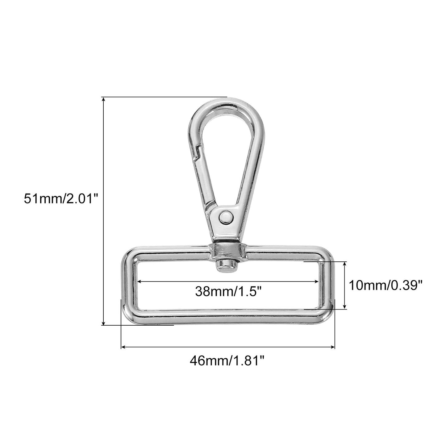 uxcell 15Pcs Swivel Clasps, 1.5 Inch D Ring Lobster Clasp Claw Metal Push Gate Snap Hook for Purse Making Keychain Belt Strap, Silver