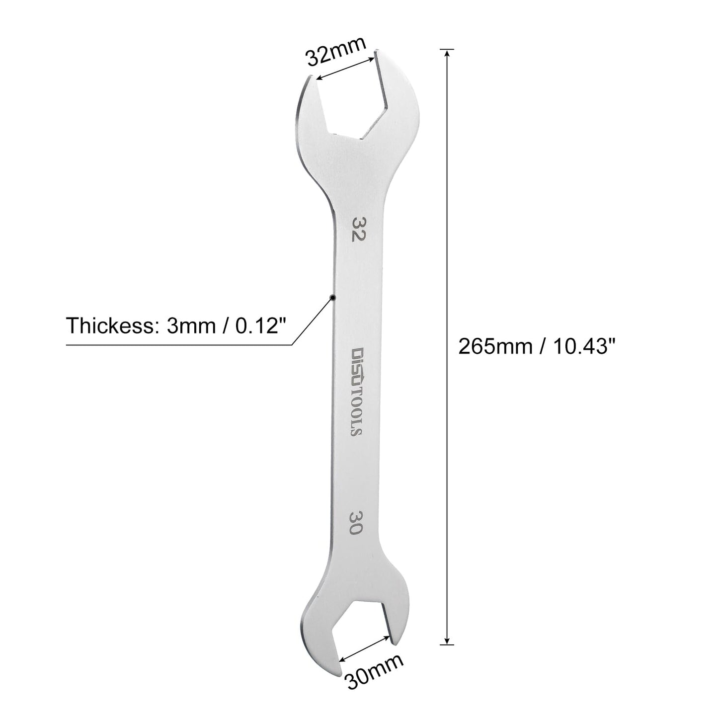 uxcell Thin Open End Wrench 30mm x 32mm Metric Sandblasting Plated 3cr13 Stainless Steel, Double Ended Slim Spanner for Household Maintenance and General Repairs