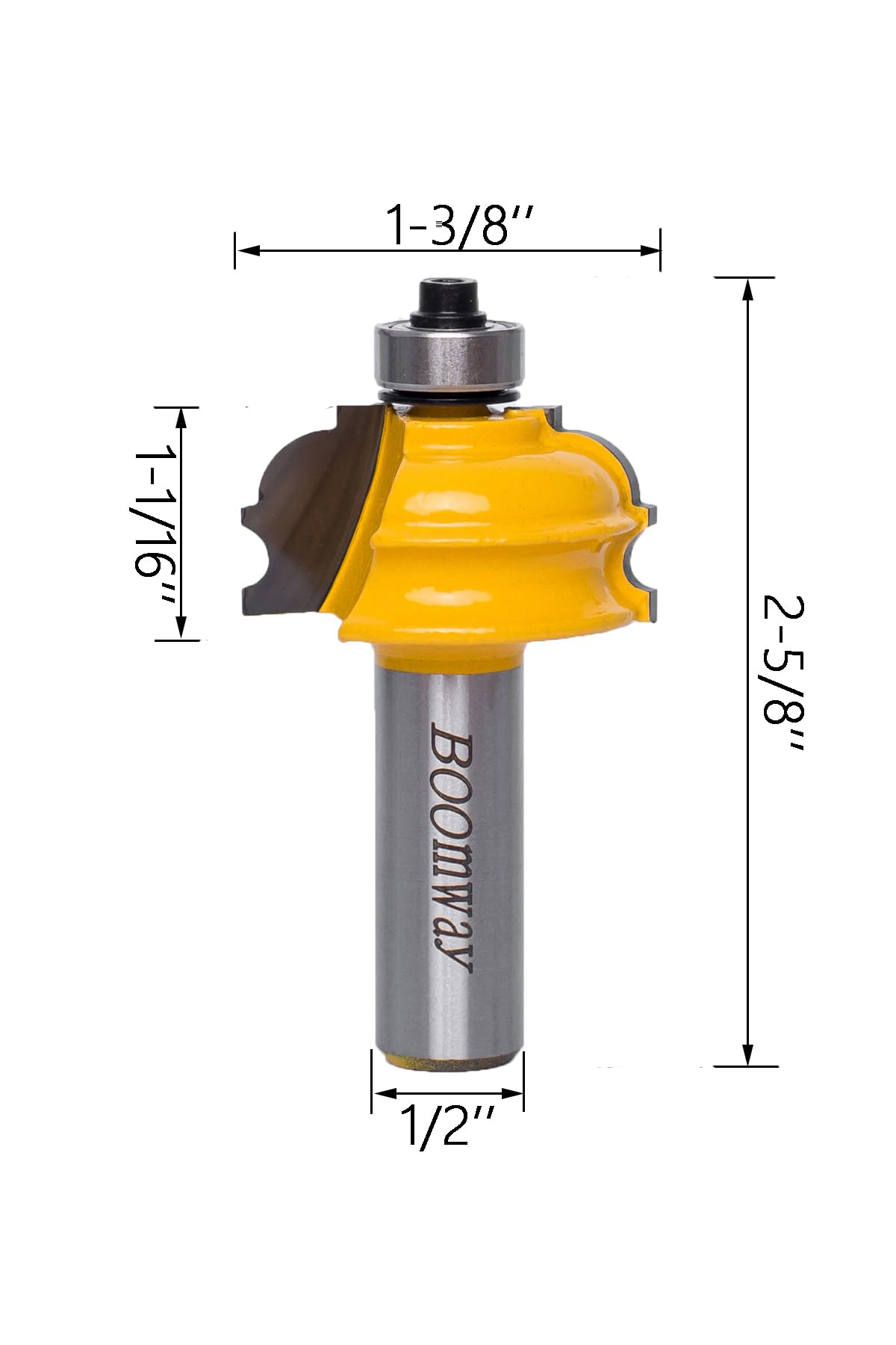 Boomway Architectural Molding Router Bits 1/2-inch Shank Milling Cutter for Cabinet Panel Edge Forming Made of 45# Carbon Steel Tungsten Carbide Alloy Blade for Woodwork Tools