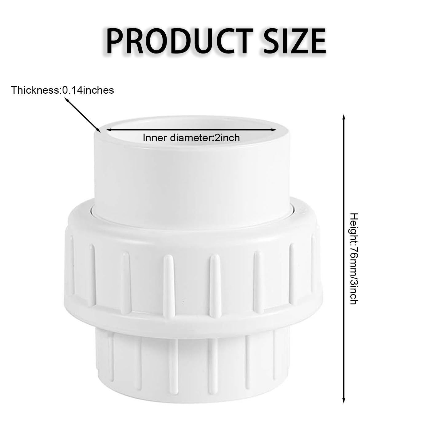 2 Pack PVC Union Pipe Fitting, 2 inch PVC Slip Union Coupling Adapter, Suitable Accessories for Swimming Pool and Outdoor Plumbing Applications