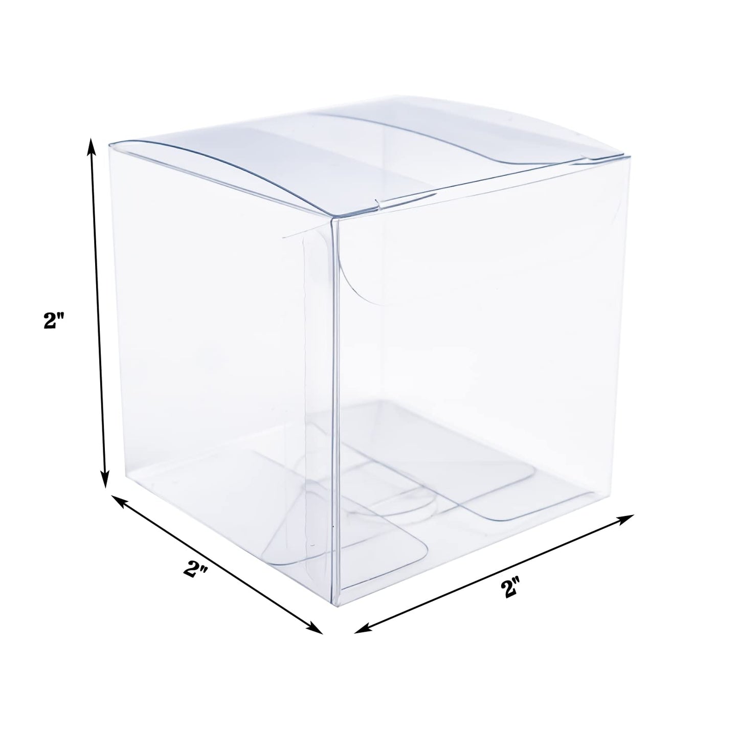 100Pcs Clear Favor Boxes, 2 x 2 x 2 Inch PET Transparent Cube Gift Boxes, Small Plastic Treat Box for Wedding Birthday Christmas New Year Party, Party Favours