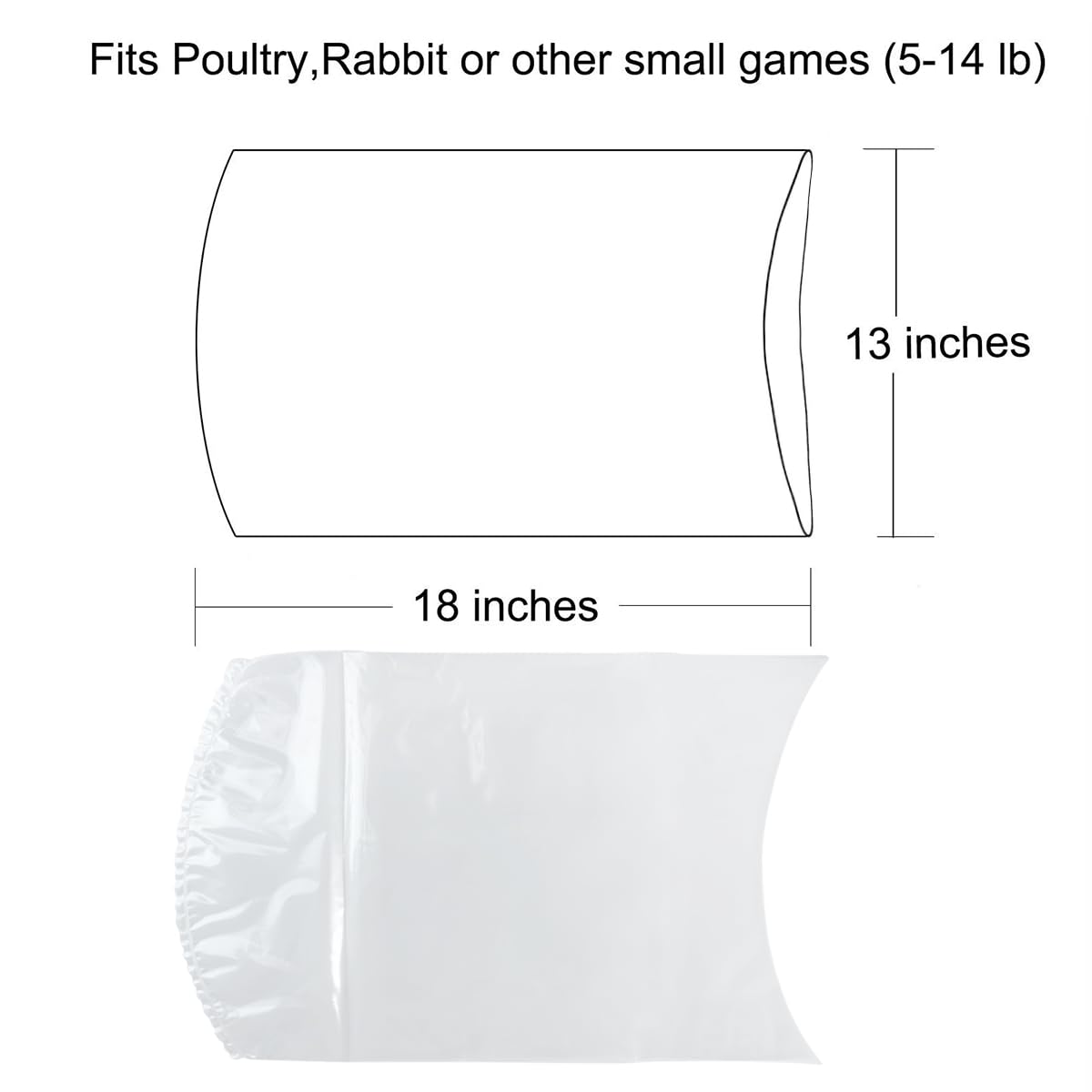 Anmboor Poultry Shrink Bags,chicken bag,50Pack 13x18Inches Clear Poultry Heat Shrink Wrap Freezer With 50 Zip Ties,a Silicone Straw for Chickens,Rabbits, rsd-50