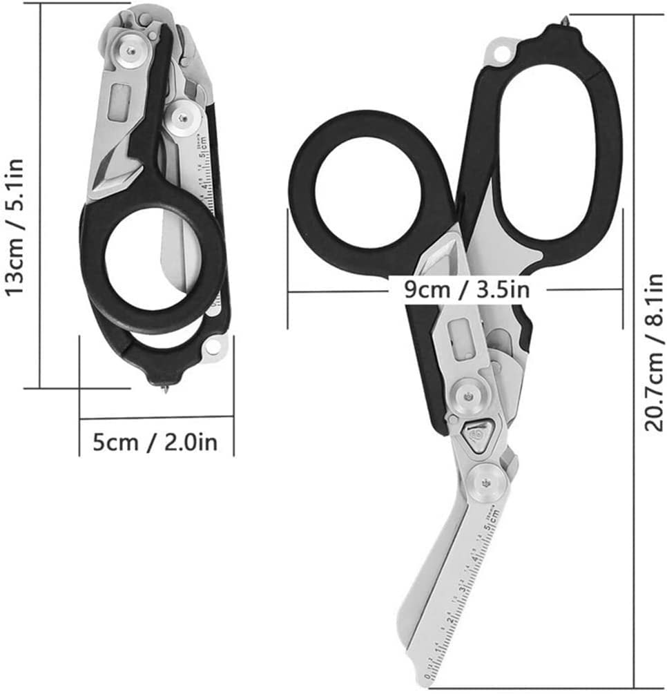 Elegital Emergency Rescue Scissor,Stainless Steel Multifunction Foldable Trauma Shears for Outdoor Camping Rescuae Tools
