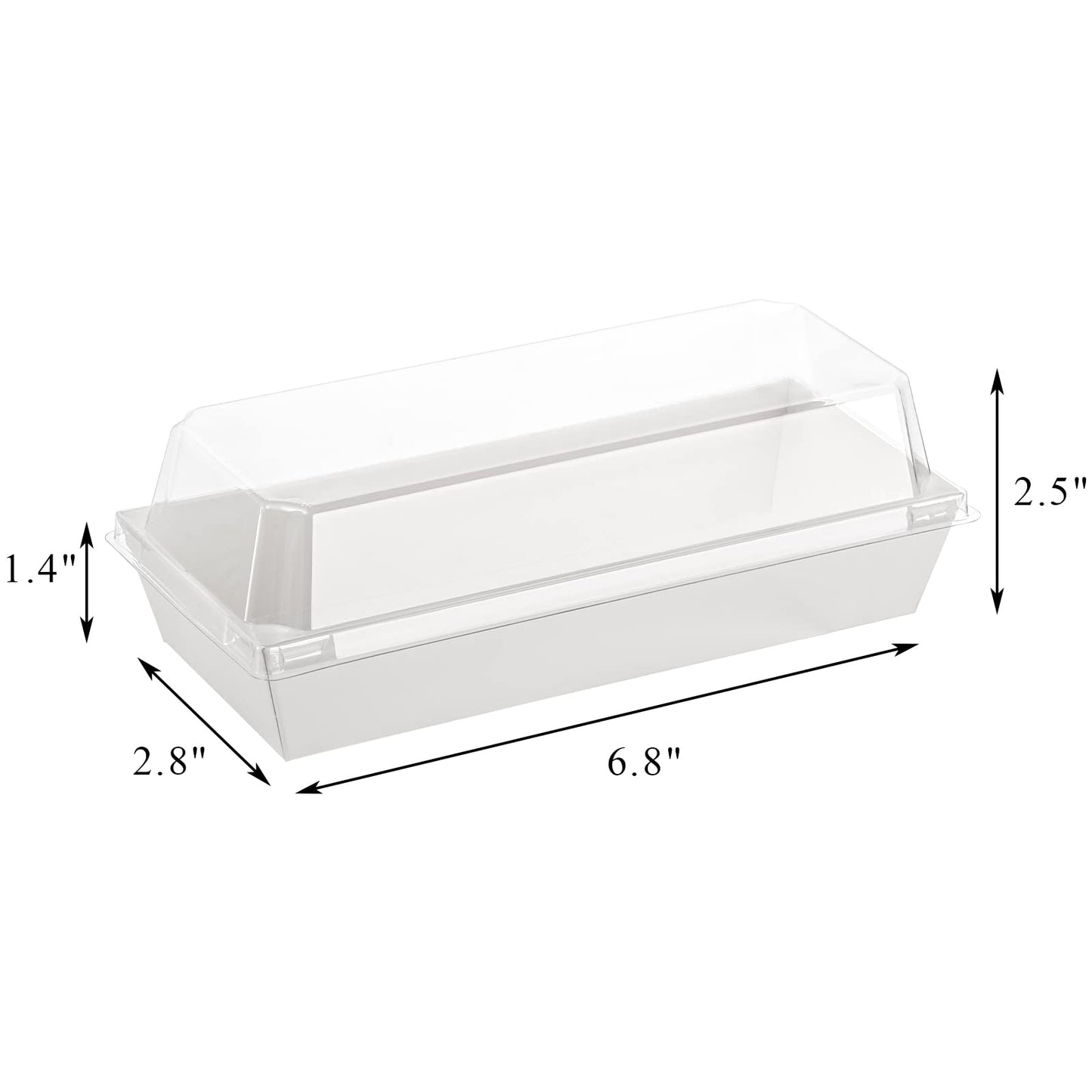 Dicunoy 100 Pack Sandwich Boxes with Clear Lids, Paper Food Boxes, Rectangle To Go Food Tray for Sushi, Swiss Roll Cake, Sandwich, Cookie, Fruits, Hot Chocolate Bombs, Hot Dog