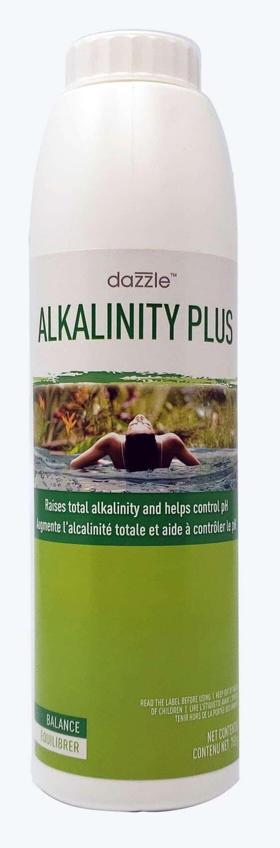 Dazzle Alkalinity Plus 750g | Raises Alkalinity in Hot Tubs & Spas | Can Be Used with Other Hot Tub Chemicals Bromine Chlorine pH Down pH Up & Hot Tub Accessories Such As Puck Foater & Dispenser