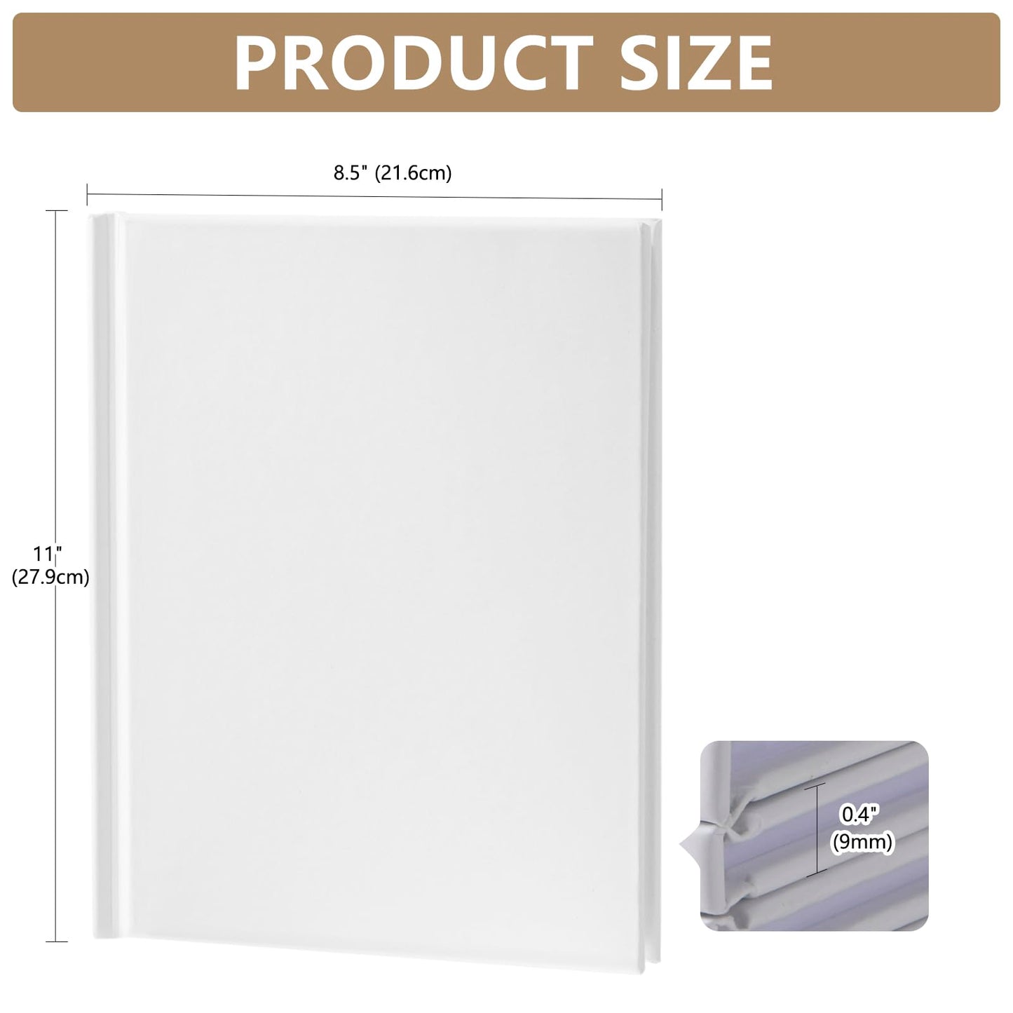 zmybcpack 6 Pack White Hardcover Blank Book 8.5x11 inch, Blank Story Writing Book Unlined Sketch Book, White Blank Page Notebook for Journaling, Sketching, Writing (22 Sheets/ 44 Pages Each Notebook)