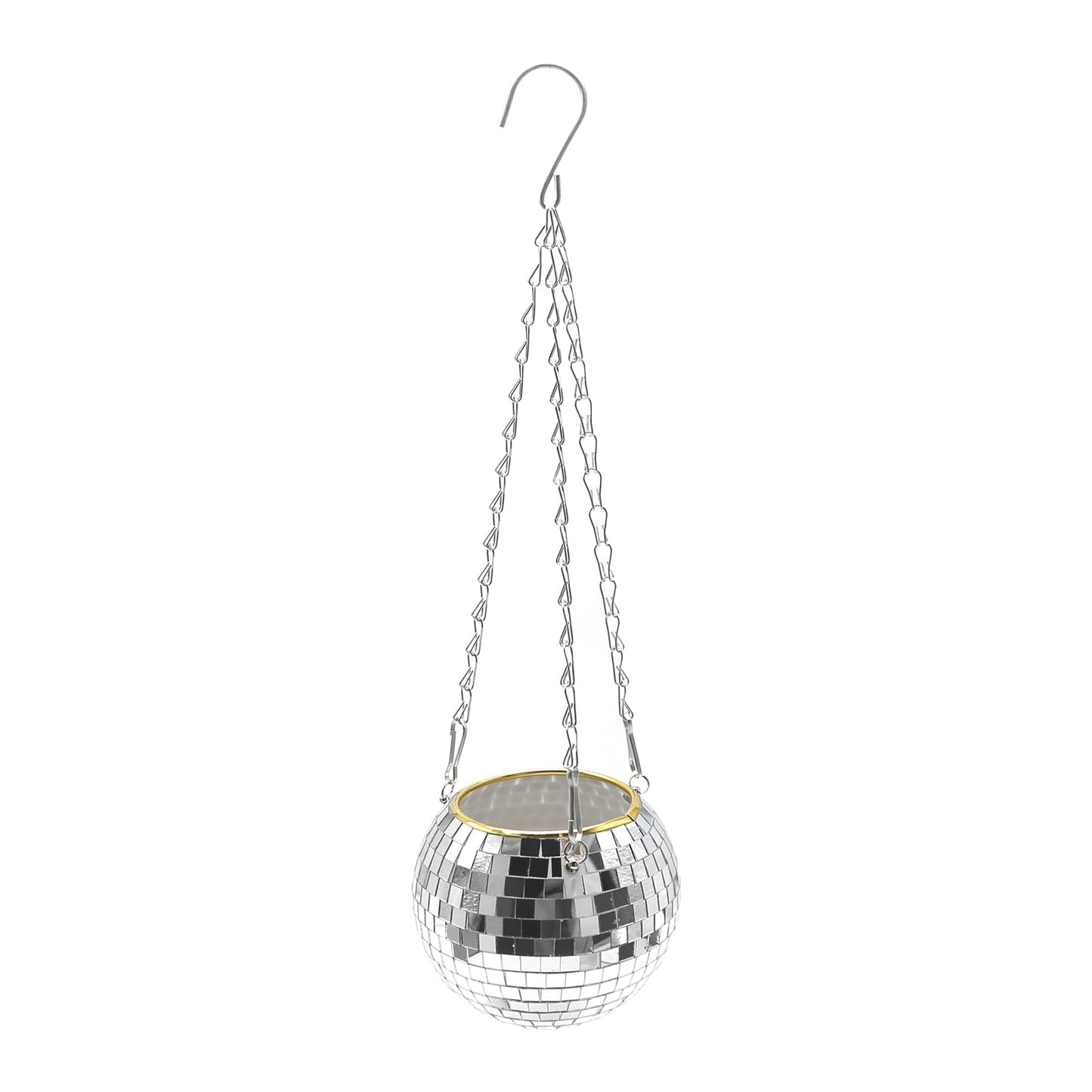 Anxingo Disco Ball Planter with Chain, 6" Hanging Disco Ball Planter with Chain Mirror Disco Plant Holder Plant Pot Hanging Flower Pot Gardening Pots for Indoor Outdoor Plants, 6 inch, Sliver