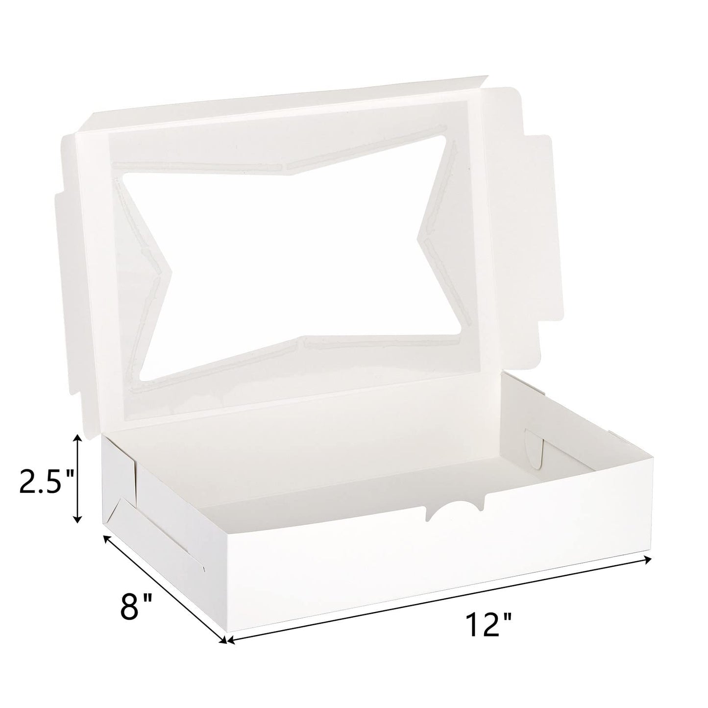 ZEAYEA 36 Pcs White Bakery Boxes with Window, 12" x 8" x 2.5", Easy to Assemble, Clear Window for Cake, Donuts, Cookies, Muffins, Perfect for Gifting, Wedding, Birthday Party
