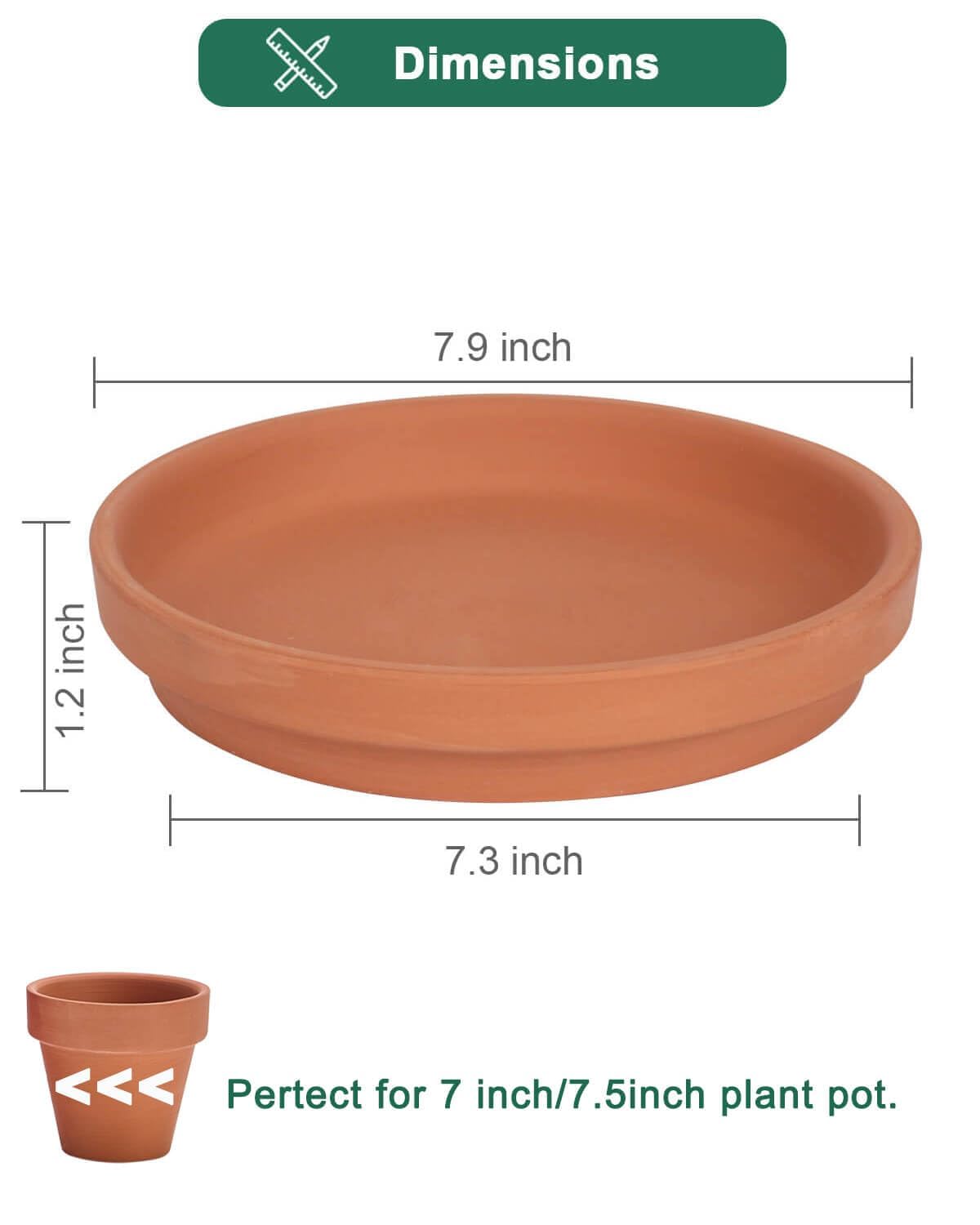 Terracotta Pot Plant Saucer -Round Plant Pot Saucers, Tiny Clay Plant Trays Great for Indoor Outdoor (4, 8 inch)