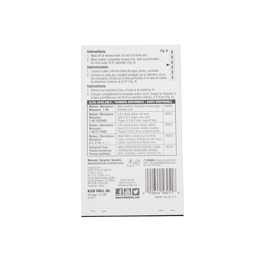 Wire Marker Book 120/240V 3 Phase 1-48
