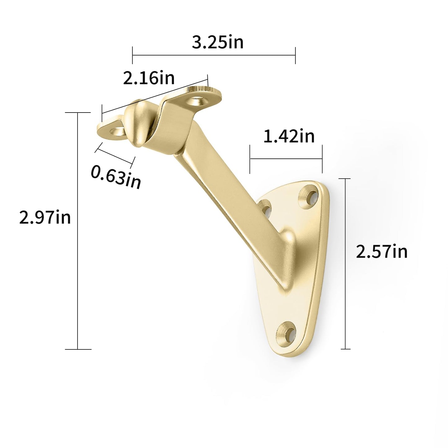 ktumeware 3 Inch 6 Pack Gold Handrail Stair Brackets Suitable for Indoor and Outdoor Staircase/Balcony/Corridor Staircase Support handrail Brackets