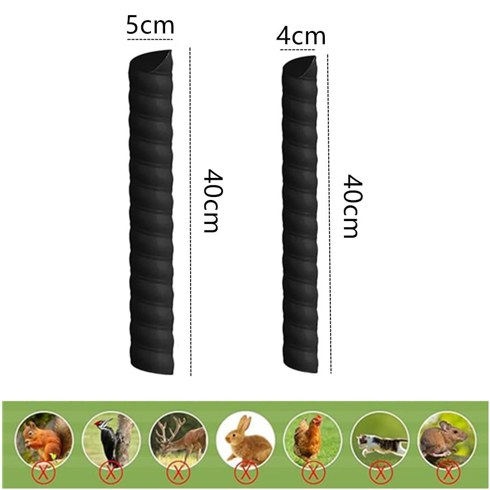 Tree Trunk Protector 6 Pcs Plastic Spiral Guard Tree Bark Protector,Granmagazz Spiral Plastic Tree Guards Durable Tree Wrap to Protect Saplings Plants from Deer Rabbit Cats Rodents, 2 Size Black