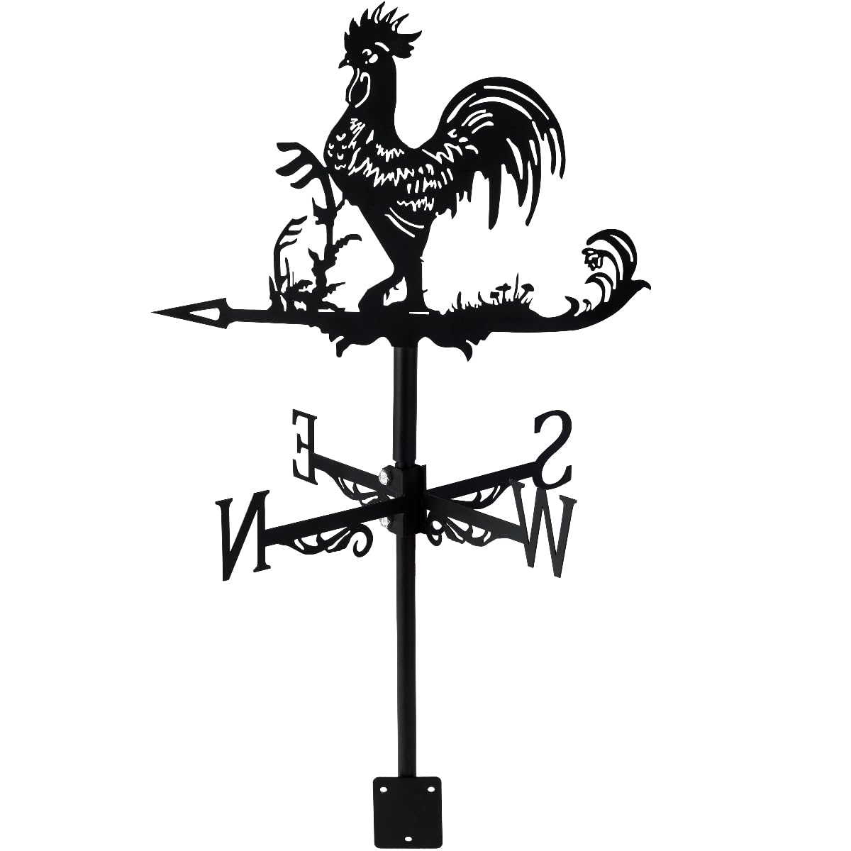 Abizarch Metal Rooster Shape Weathervane, Roof Mount Weather Chicken Wind Vane Direction Indicator,Outdoor Scene Garden Chicken Weather Vane Ornament for for Shed Farmhouse Yard Patio Decor (Rooster)