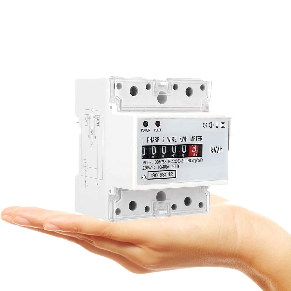Electricity Usage Monitor Kilowatt Hour Meter Single Phase 4P DIN Rail Mounted 10 to 40A LED Display Real Time Power Consumption Wattmeter