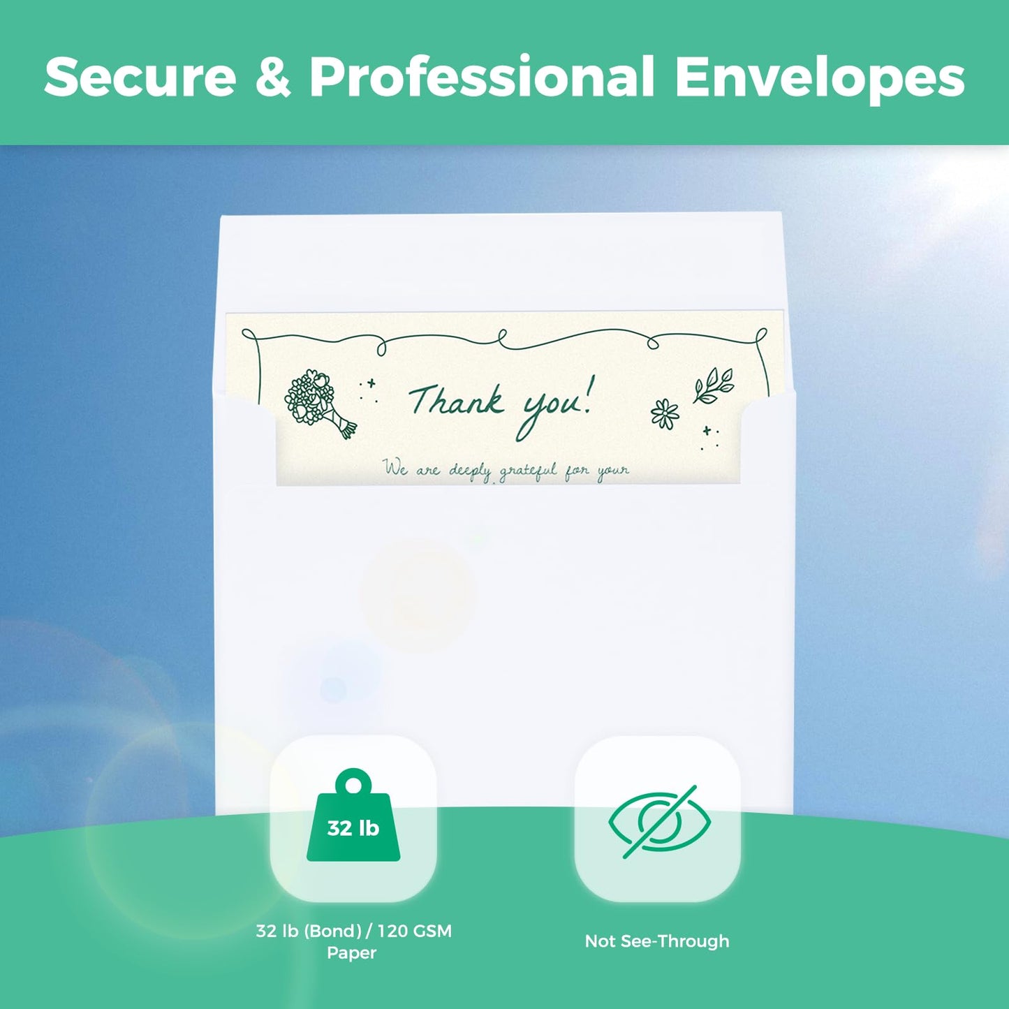 Blank White Cards and Envelopes 50 Pack, Ohuhu 5 x 7 Heavyweight Folded Cardstock and A7 Envelopes for DIY Greeting Cards, Wedding, Birthday, Invitations, Thank You Cards & All Occasions