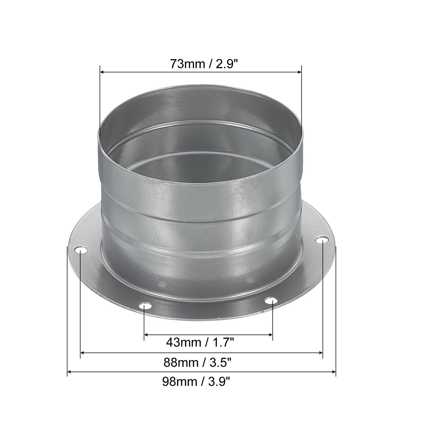 PATIKIL 3 Inch Duct Connector Flange, 2 Pack Metal Straight Pipe Exhaust Hose Flange for Heating Cooling Ventilation HVAC System