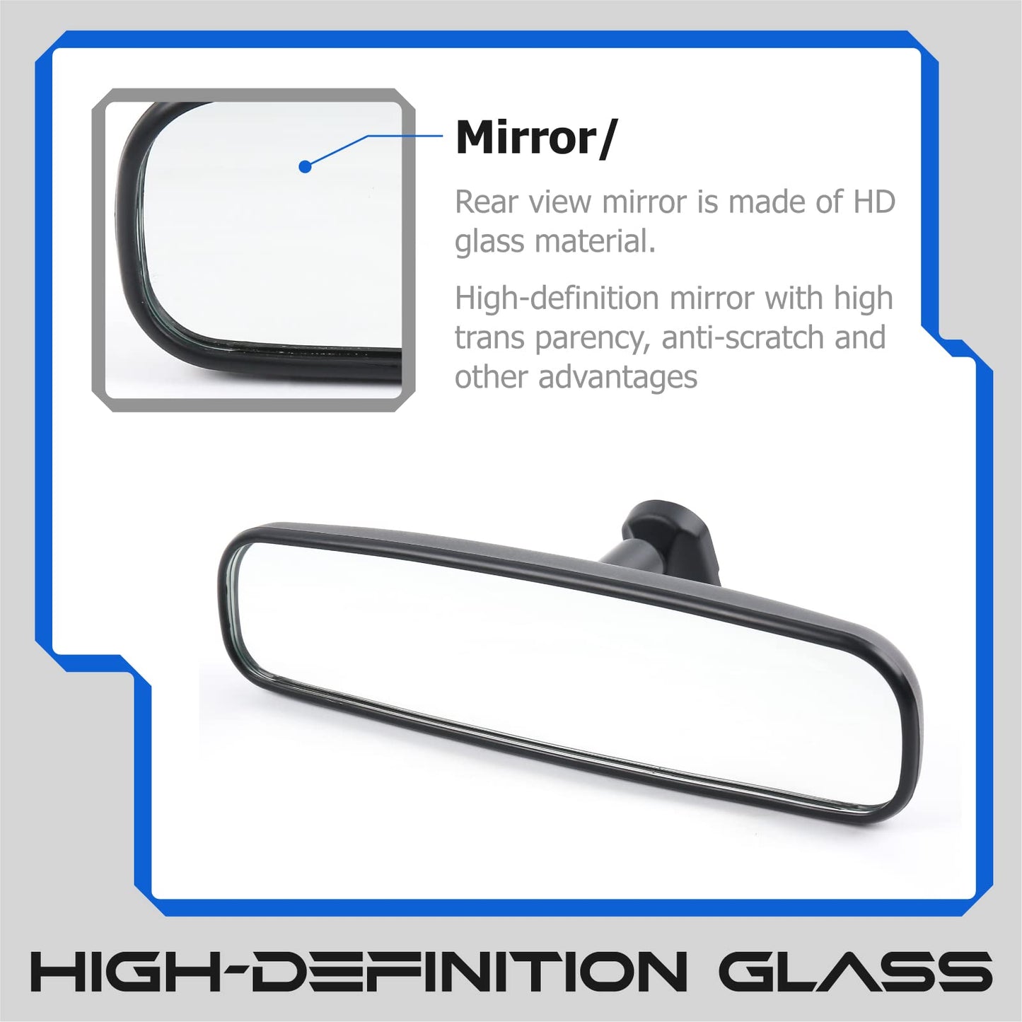 10" OEM Rear view mirror, Day Night Interior RearView Mirror Compatible With Most Car, Toyota Corolla Camry RAV4, Ford Focus Nissan Rogue Altima Sentra Honda CRV Accord KIA Optima Mazda 3 5 6 Miata