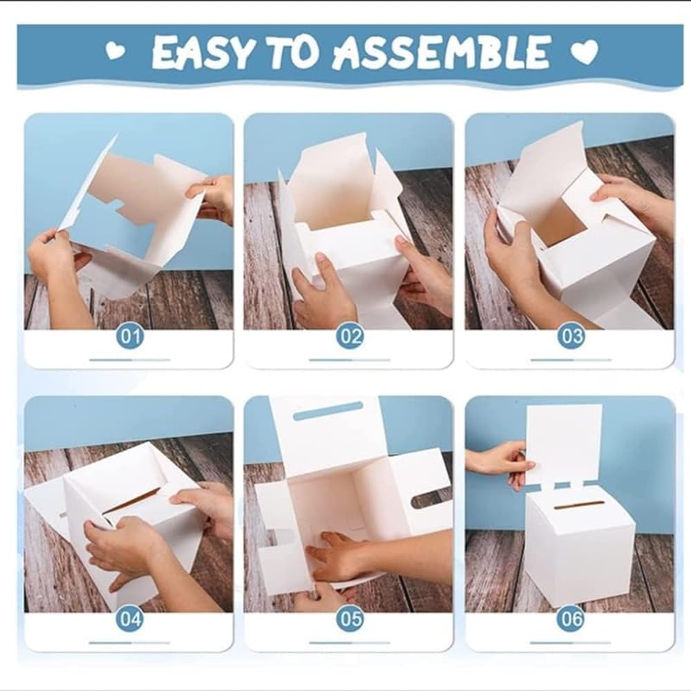 Xugoox 12Pcs Ballot Box Donation Box for Fundraising, Slot Tickets Boxes White Glossy Cardboard Box with Removable Header for Collecting Business Card Voting Contest 12 x 6 x 6 Inch