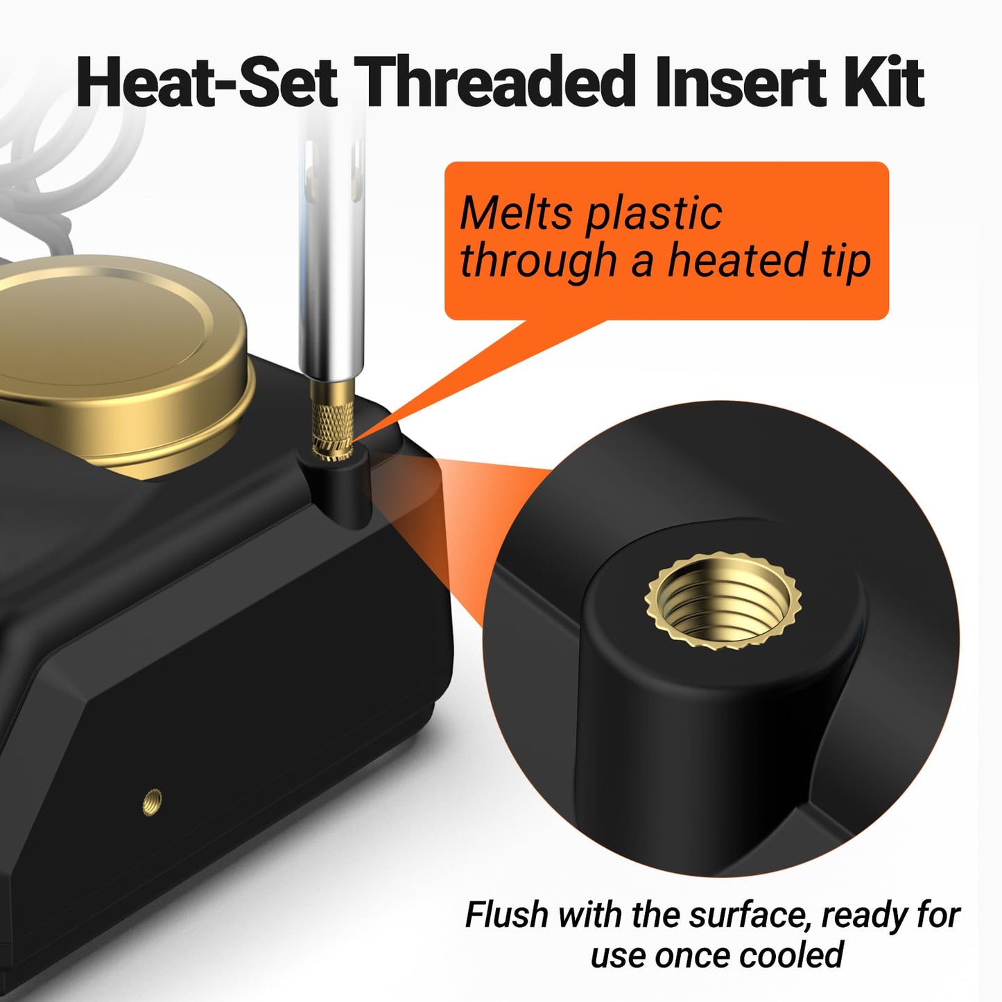 Preciva Heat-Set Insert Tip Set - with Soldering Iron and 130Pcs Thread Inserts, for 3D Printer Parts or Plastic Parts