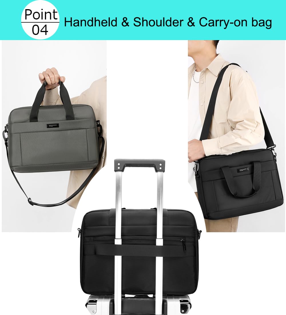 zhongningyifeng Laptop Bag 14 Inch Briefcase for Men Women Waterproof, Shoulder Computer Messenger Handbag for Business Office Work Travel College Black