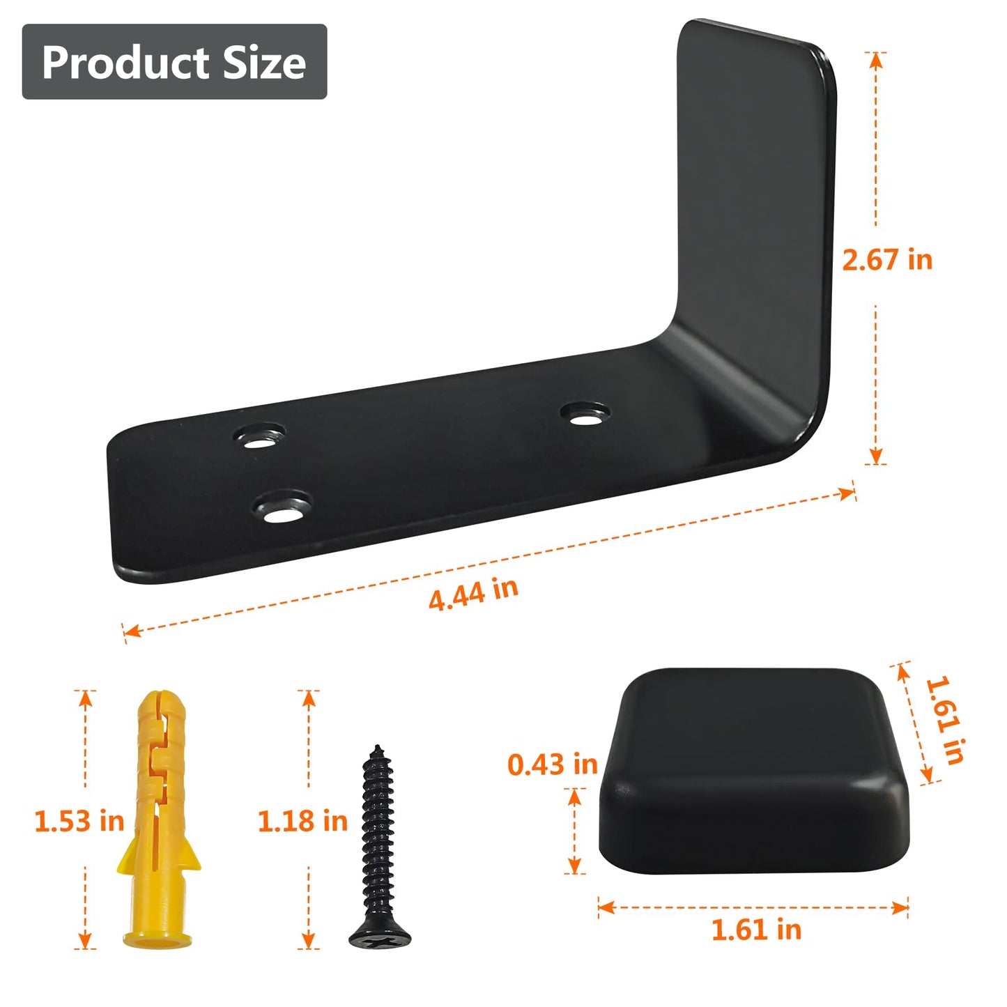 90 Degree Right Angle Door Stopper, Heavy Duty Sliding Barn Door Stop Holder Anti-Collision Wall Mounted Door Stopper with Screws On Floor or Wall (Black)