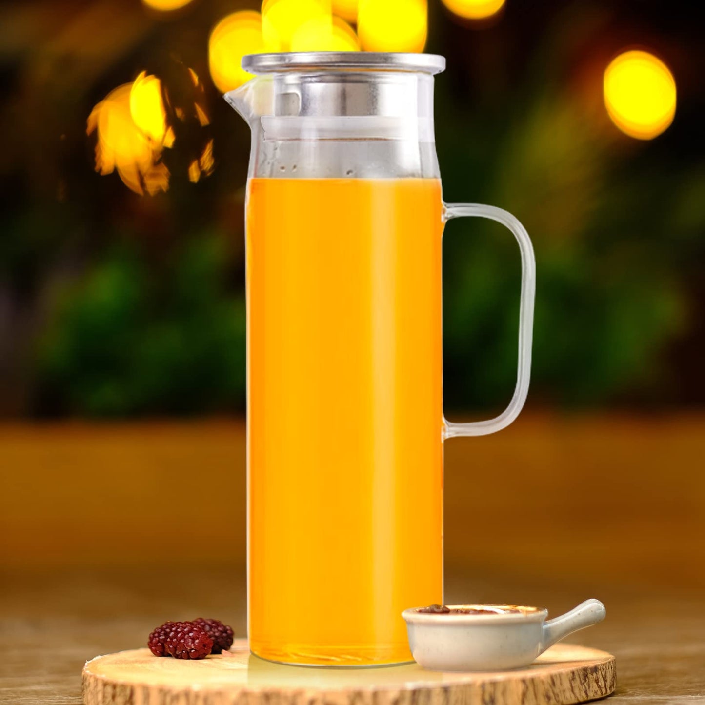 Yirilan Glass Pitcher,1.5 L Water Pitcher with Lid,Juice Pitcher,Glass Water Jug,Water Carafe,Juice Jug