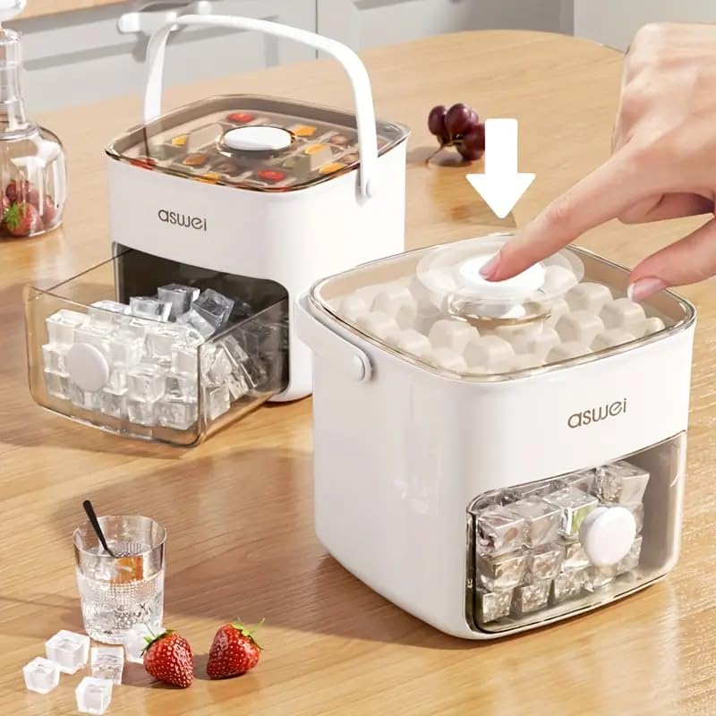 Ice Cube Tray with Lid and Bin, 48pcs Ice Cubes Molds, Ice Trays for Freezer, Ice Cube Tray Mold, with 2 Trays, Ice Freezer Containe